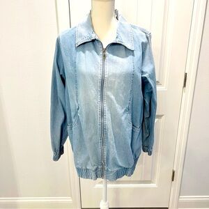 Vintage 80s Blair Light Denim Washed Zip Up Baggy Streetwear Denim Jacket Medium